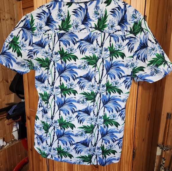 Axist Blue and Green Tropical Men's Shirt - Picture 7 of 7